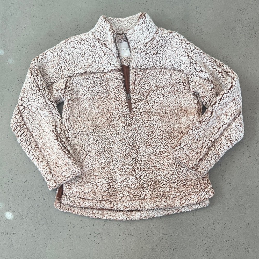 Elodie Cream and Brown Sherpa Jacket Size Small